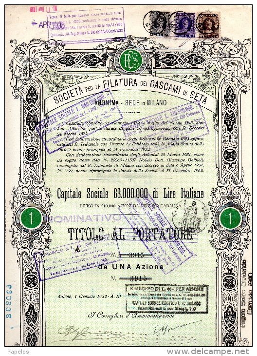 1933 SOCIETÀ PERLA FILATURA DEI CASCAMI DI SETA - Textiel