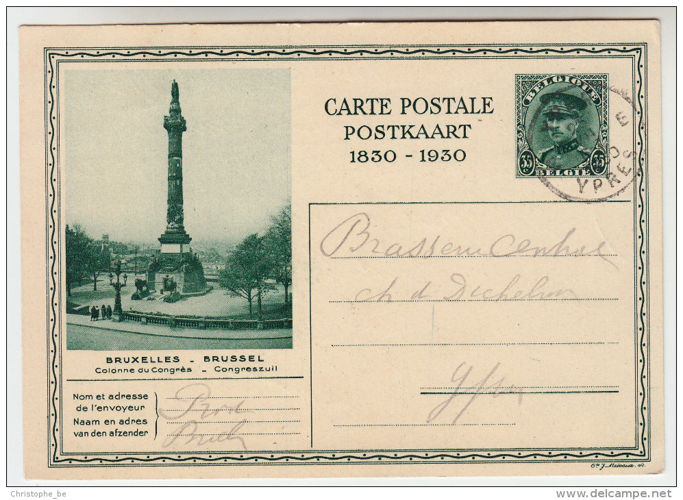 Carte Postale, Postkaart, Briefkaart, 1830 - 1930, Brussel Congreszuil (pk25031) - Briefkaarten 1909-1934