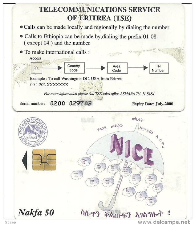 Eritrea-nice-(nakfa50)-used Card Chip+1 Card Prepiad Free - Eritrea