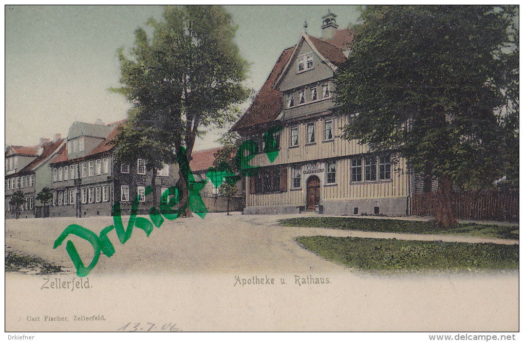 Zellerfeld, Apotheke Und Rathaus, Um 1903 - Clausthal-Zellerfeld