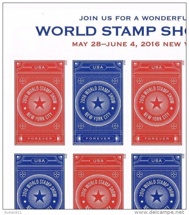 USA 2015 World Stamp Show NY 2016 Imperf  6 X 0.49c  MNH** - Neufs