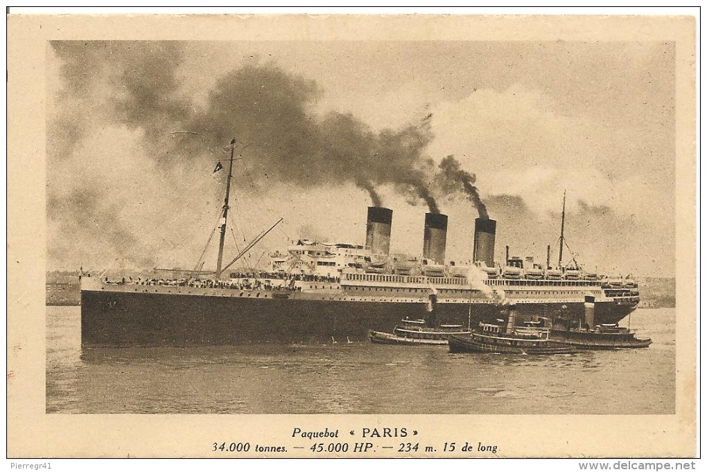 CPA-1920-PAQUEBOT-Cie GENERALE TRANSATLANTIQUE-LE PARIS-TBE-RARE - Paquebots