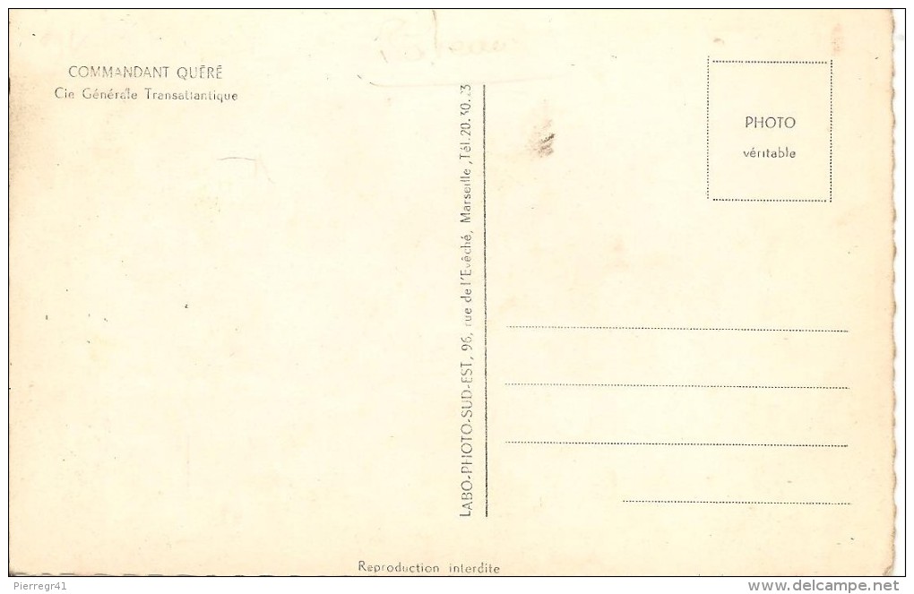 CPA-1955-PAQUEBOT-Cie GENERALE TRANSATLANTIQUE-COMMANDANT QUERE-TBE-RARE - Paquebots