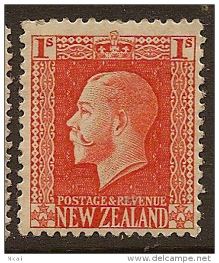 NZ 1915 1/- Vermilion KGV SG 430 HM #OJ214 - Unused Stamps