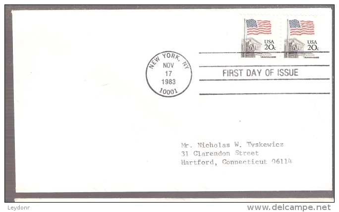 FDC US Flag 2 Stamps - 1981-1990