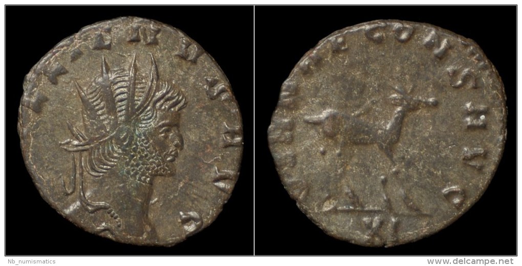 Gallienus Billon Antoninianus Gazelle Walking Right - L'Anarchie Militaire (235 à 284)