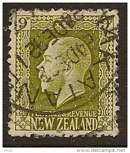 NZ 1915 9d Yellow-olive KGV SG 429c U #OJ212 - Used Stamps