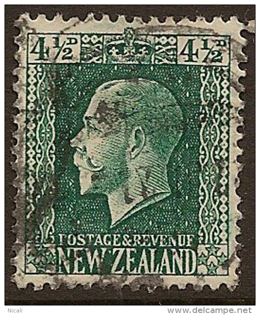 NZ 1915 4 1/2d Green P14x14.5 SG 423a U #OK45 - Oblitérés