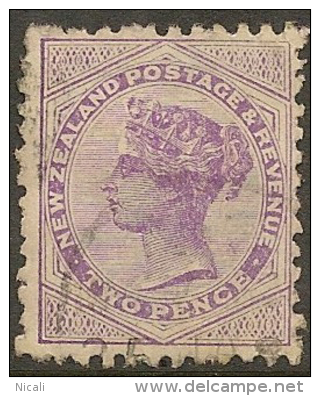 NZ 1882 2d Lilac SSF SG 188d U #OI164 - Gebruikt