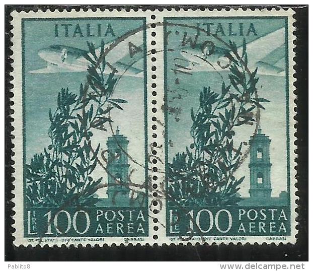 ITALIA REPUBBLICA ITALY REPUBLIC 1948 POSTA AEREA AIR MAIL CAMPIDOGLIO LIRE 100 RUOTA WHEEL USATO USED OBLITERE´ - Airmail