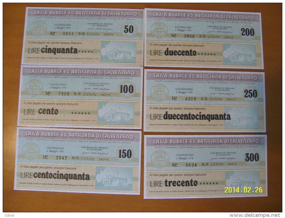 MINIASSEGNI SERIE CASSA RURALE ED ARTIGIANA DI CALVENZANO  FDS - [10] Cheques En Mini-cheques