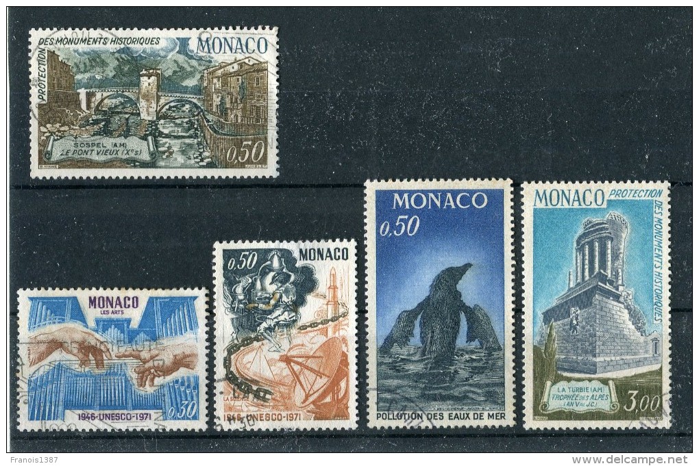 MONACO Années 1970 à 1971 - 12 Timbres Oblitérés TB N°  809 824 825 831 832 845 846 851 854 855 856 859 2 Scans - Oblitérés