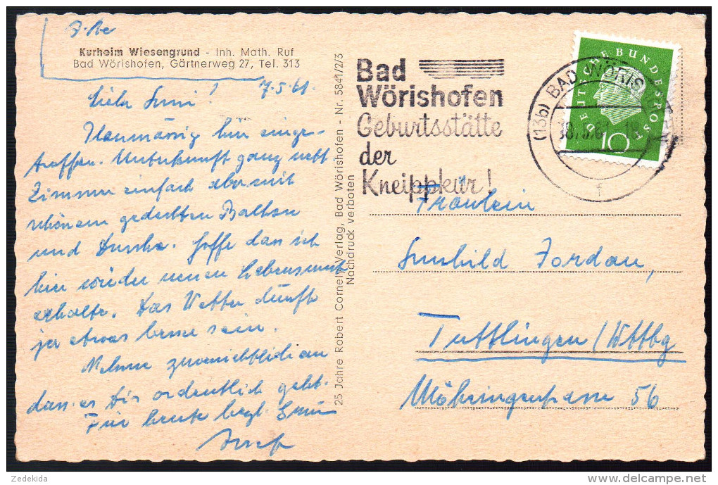 0860 - Alte MBK Ansichtskarte - Bad Wörishofen - Kurheim Wiesengrund Innenansicht 1961 - Bad Woerishofen