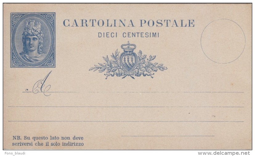 Entier Postal - Entero Postal - Ganzsache - Postal Stationary - Intero Postal - Tête Bleue 10c - FRANCO DE PORT - Interi Postali