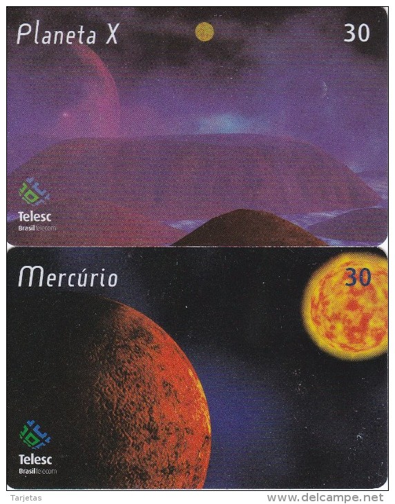 SERIE COMPLETA DE 2 TARJETAS DE BRASIL DE PLANETAS (MERCURIO Y PLANETA X) PLANET - Astronomùia