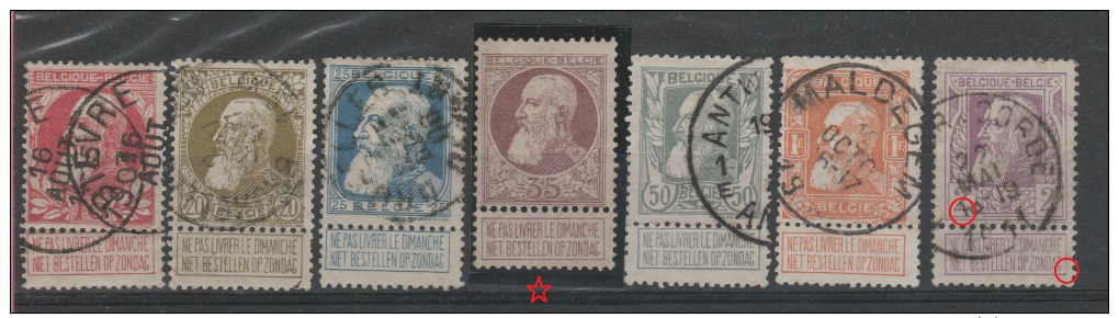 BELGIQUE - 1905 - * & Obl - COB 74/80 - Grosse Barbe - Valeur 80€ - 1905 Breiter Bart