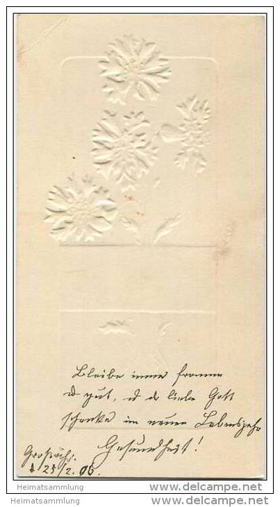 Herzlichen Glückwunsch Zum Geburtstage - Kornblumen - Prägedruck - 6cm X 11cm - Beschrieben 1896 - Naissance & Baptême