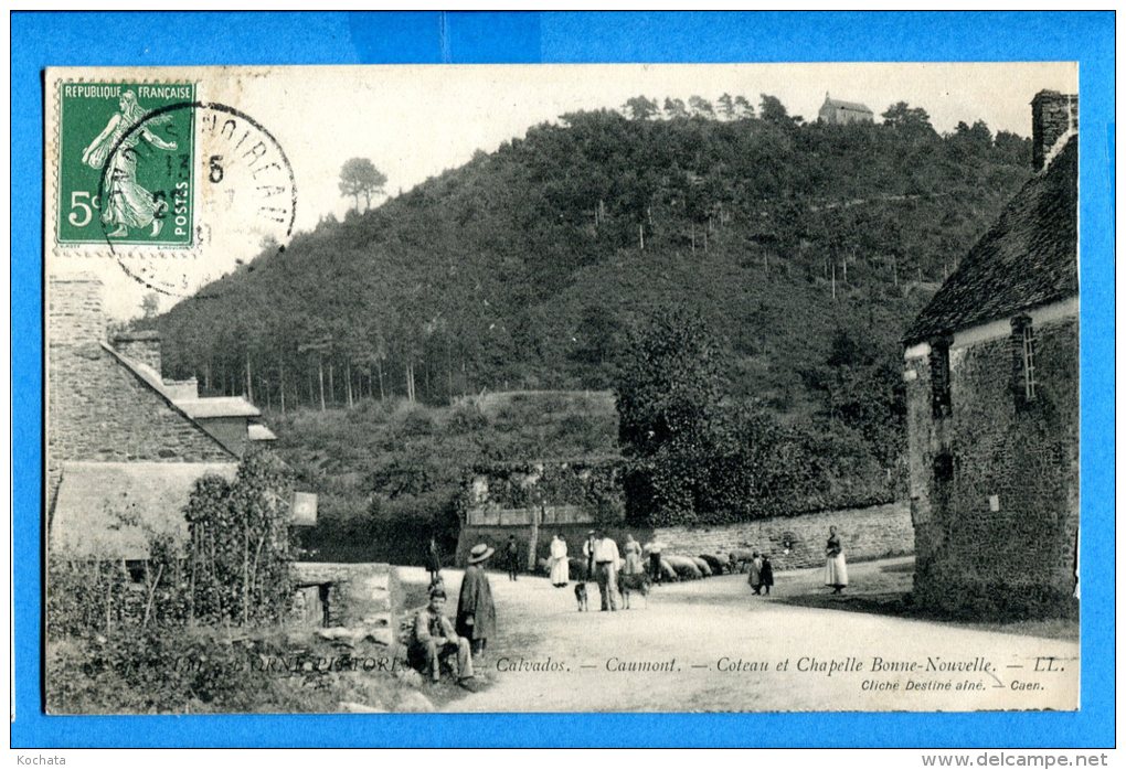 GG459, Caumont, Coteau Et Chapelle Bonne-Nouvelle, Animée,  Circulée 1909 - Autres & Non Classés