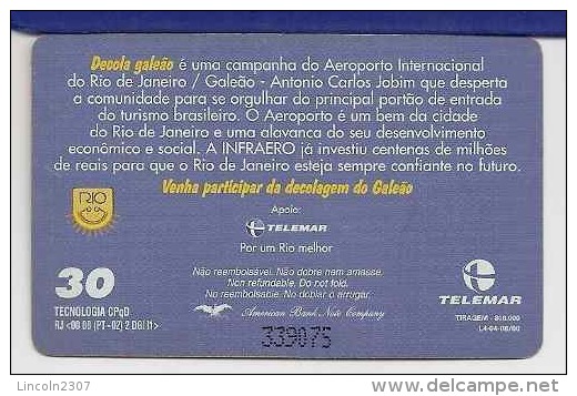 LSJP BRAZIL PHONECARD AVIATION  INTERNATIONAL AIRPORT RIO DE JANEIRO GALEAO ANTONIO CARLOS JOBIM TELEMAR - Vliegtuigen