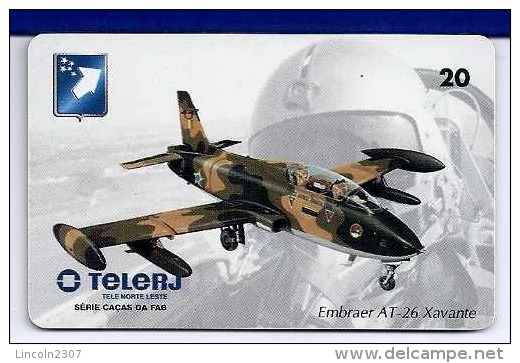 LSJP BRAZIL PHONE CARDS AVIATION  FIGHTER EMBRAER AT-26 XAVANTE TELERJ - Avions