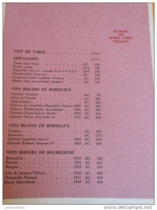 Vins / Catalogue De Luxe NICOLAS/Tarif/Draeger/Charenton/Peintures D'André MARCHAND/1955        CA110 - Catálogos