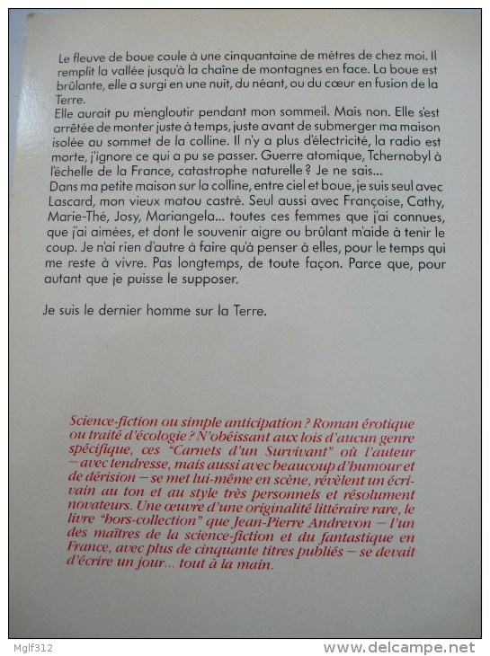 JEAN-PIERRE ANDREVON : Tout à La Main - Mémoires D'un Dernier Homme  - Edition De 1988 - Sonstige & Ohne Zuordnung