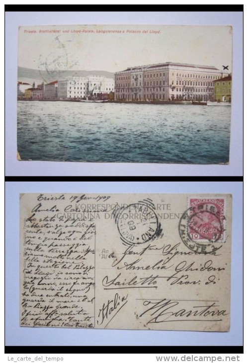 Cartolina/postcard TRIESTE - Statthalterei Und Lloyd-Palais. Luogotenenza E Palazzo Del Lloyd. 1909 - Trieste