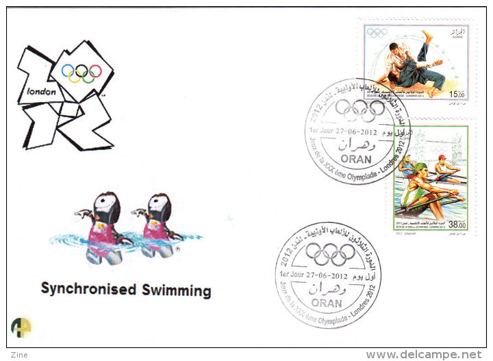 Algeria FDC 1625/6 Olympic Games London 2012 Natation Swimming Nuoto Natación Schwimmen  Zwemmen - Schwimmen