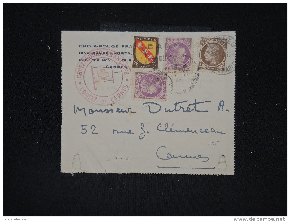 FRANCE - Lettre Du Dispensaire Du Comité De Cannes En 1947 Pour Cannes - Aff. Plaisant - A Voir - Lot P10604 - Croix Rouge