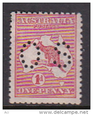 Australia 1915 First Watermark Kangaroo Perforated Small OS One Penny Red O17 Mint - Ongebruikt