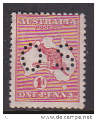 Australia 1915 First Watermark Kangaroo Perforated Small OS One Penny Red O17 Mint - Neufs