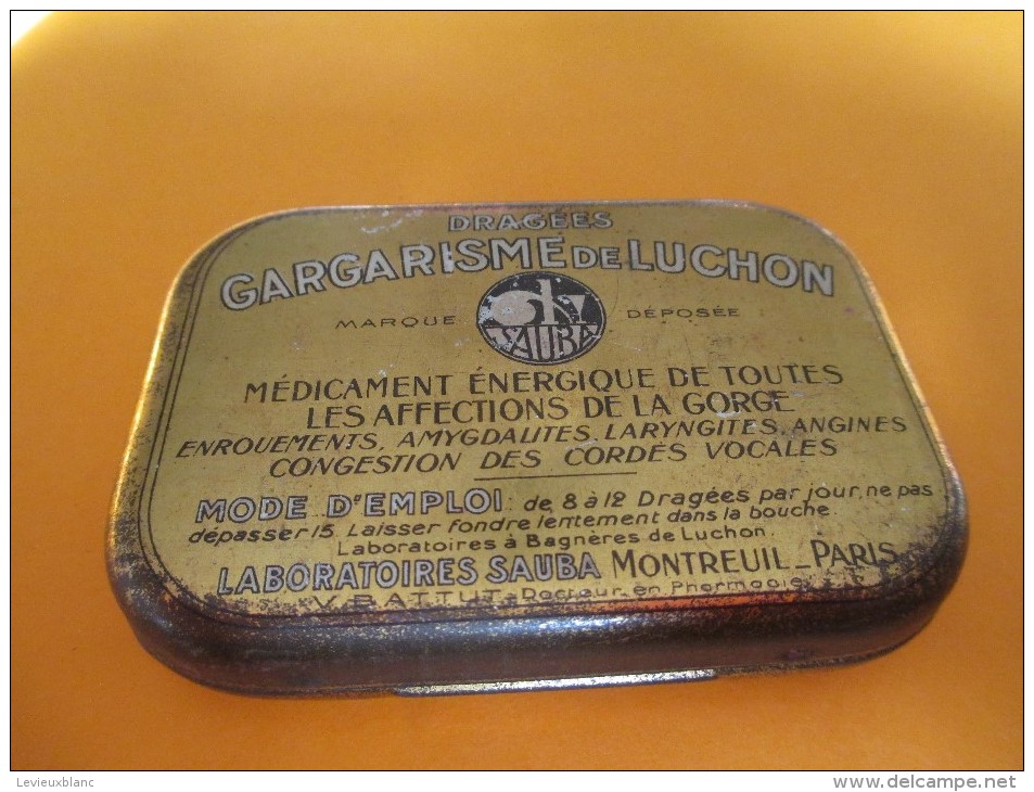 Boite Métallique /Dragées/Gargarisme De Luchon/Laboratoire Sauba/Montreuil/Vers 1950    BFPP49 - Cajas