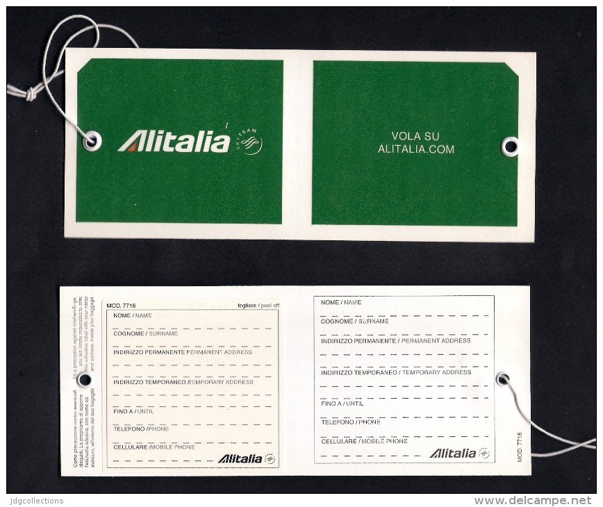 # ALITALIA BAGGAGE TAG 2005s Italy Airlines Airways Aviation Airplane Aereo Avion Balise Etikett Etiqueta - Étiquettes à Bagages