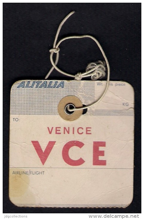 # ALITALIA BAGGAGE TAG VENICE 1960s Italy Airlines Airways Aviation Airplane Aereo Avion Balise Etikett Etiqueta - Etichette Da Viaggio E Targhette