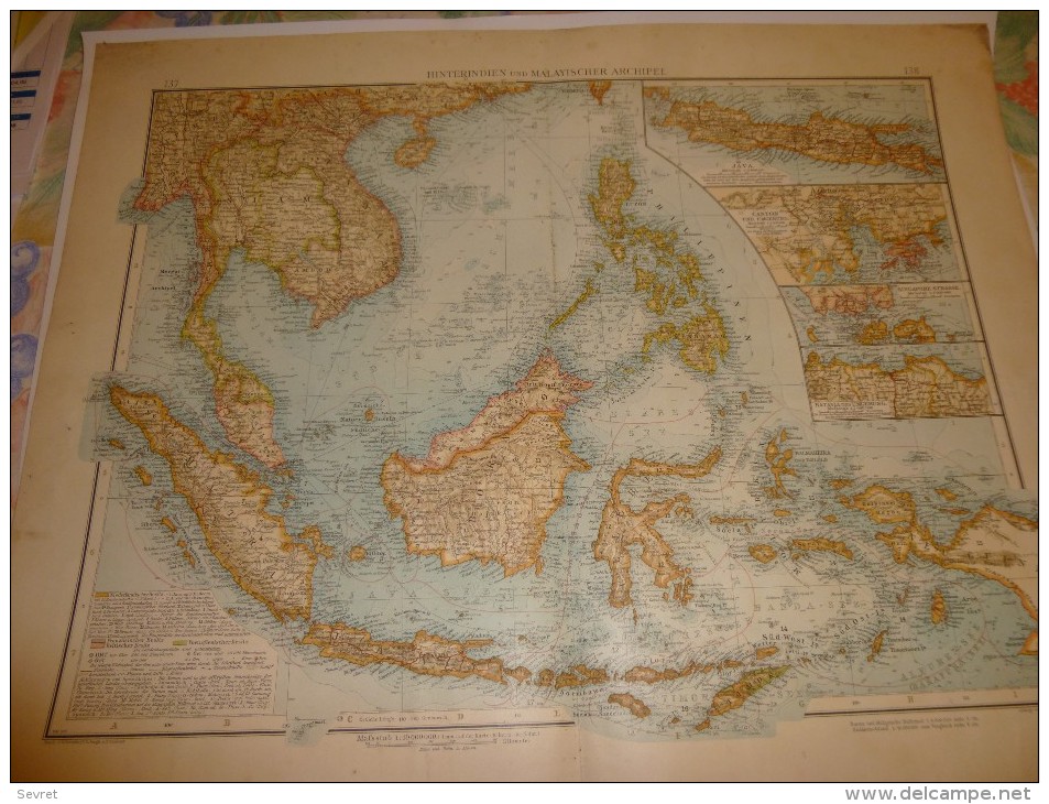 Carte Géographique  De L'archipel De Malaisie  Format 58x46. Carte  Allemande. - Landkarten