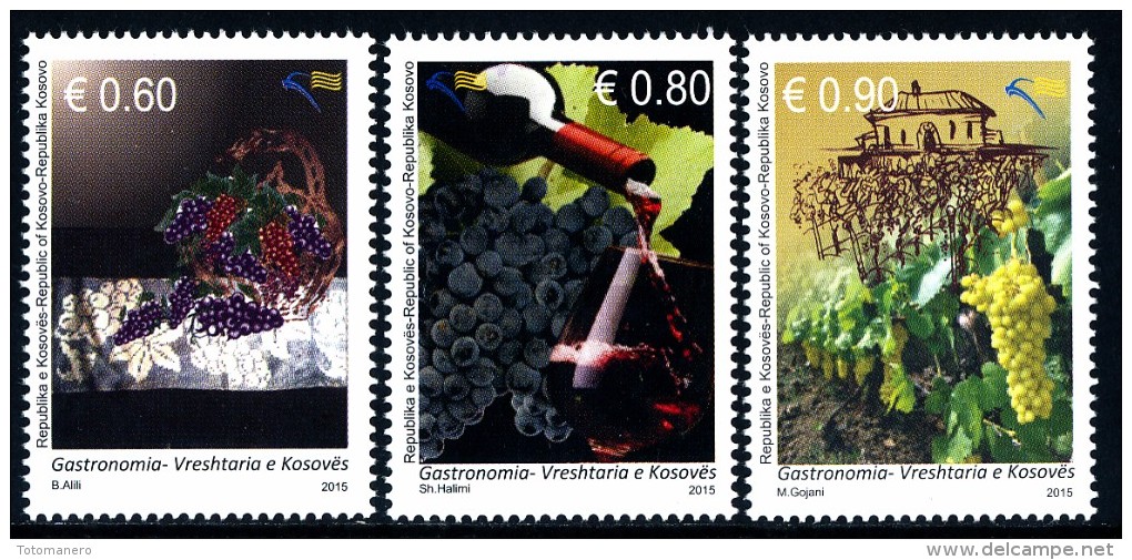 REPUBLIC OF KOSOVO 2015 Gastronomy - Kosovo's Vineyards Set Of 3 & Sheetlet** - Kosovo