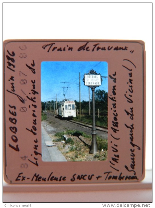 Photo - Diapo - Diapositive - Locomotive - Wagon - Train De Travaux - Tombereau - Lobbes - Ligne Touristique - 1986 - Diapositives