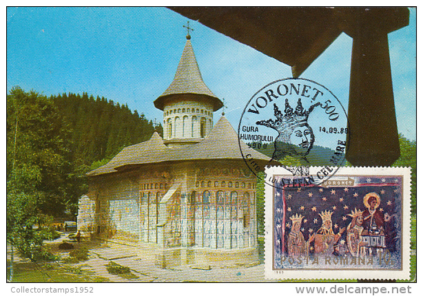 29141- VORONET MONASTERY, MAXIMUM CARD, 1988, ROMANIA - Abbayes & Monastères