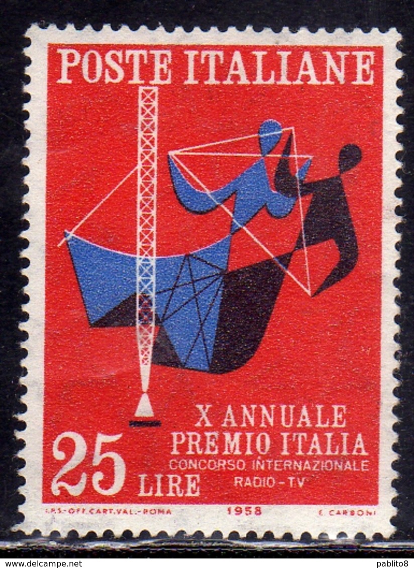 ITALIA REPUBBLICA ITALY REPUBLIC 1958 PREMIO CONCORSO INTERNAZIONALE RADIO-TV LIRE 25  MNH - 1946-60: Nuovi