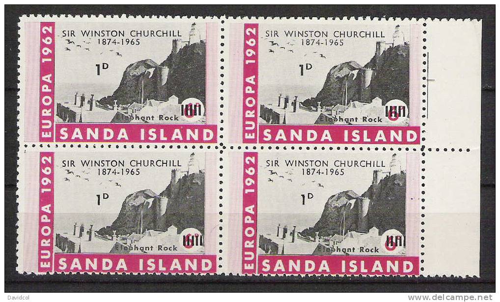 Q898-GREAT BRITAIN-1962-SANDA ISLAND/ELEPHANT ROCK-1D/6 D .VIOLET-PERFORATE-BLOCK- OVERPRINTED SIR WINSTON CHURCHILL - Local Issues