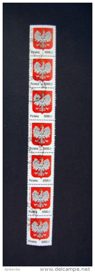 Pologne - 1992 The History Of The White Eagle - Strip Of 7 5000zl - Gebraucht