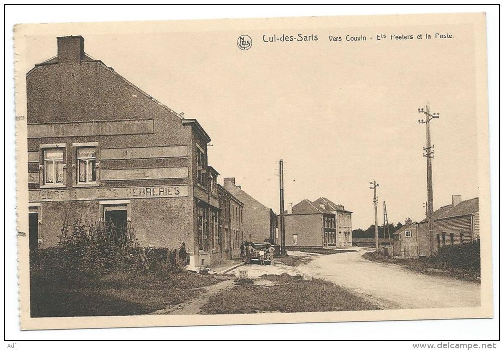 CPSM ANIMEE CUL DES SARTS, VERS COUVIN, Ets PEETERS ET LA POSTE, 9 Cm Sur 14 Cm Environ, PROVINCE DE NAMUR, BELGIQUE - Cul-des-Sarts