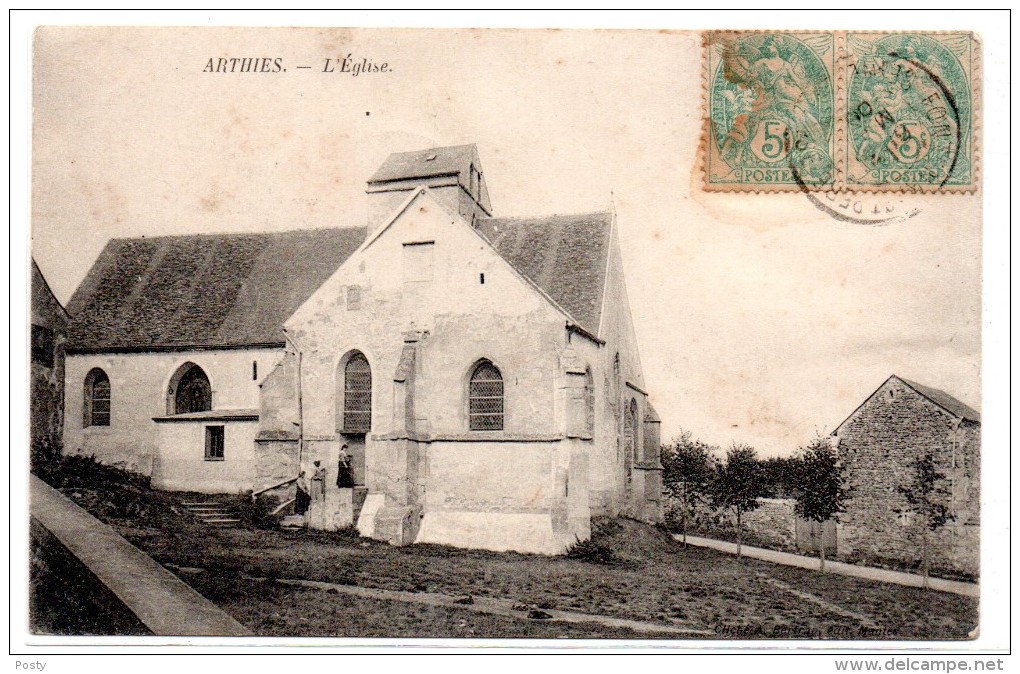 CPA - ARTHIES - L'EGLISE - N/b - 1904 - - Arthies