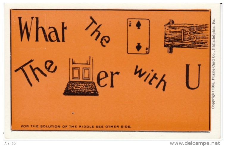 Rhebus Puzzle Message, 'What The Deuce Is The Matter With You', C1900s/10s Vintage Postcard - Games & Toys