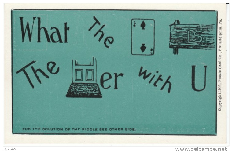 Rhebus Puzzle Message, 'What The Deuce Is The Matter With You', C1900s/10s Vintage Postcard - Games & Toys