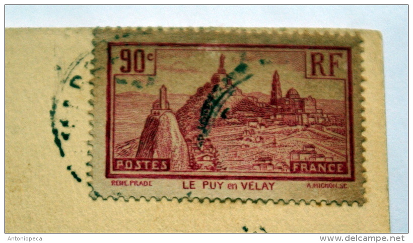 FRANCIA 1935  90 C  SU CARTOLINA ILLUSTRATA MARSIGLIA   VIAGGIATA - Storia Postale