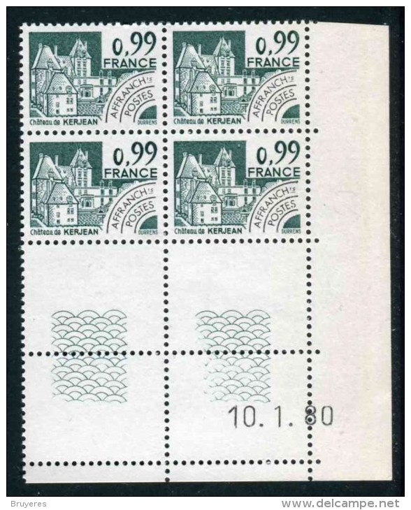 Bloc De 4  Timbres** De 1980  "0,99 - Château De Kerjean" Avec Date  10 . 1 . 80 - Precancels