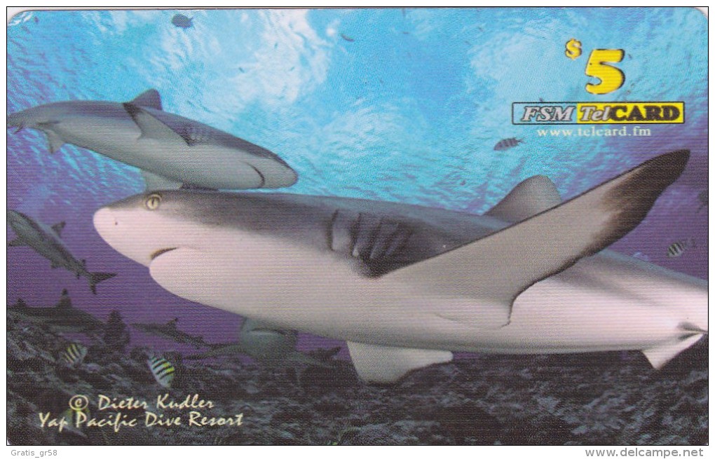 MICRONESIA - Remote Memory 5$ Card , Yap Pacific Dive Resort (White Sharks No1), Used - Micronesia