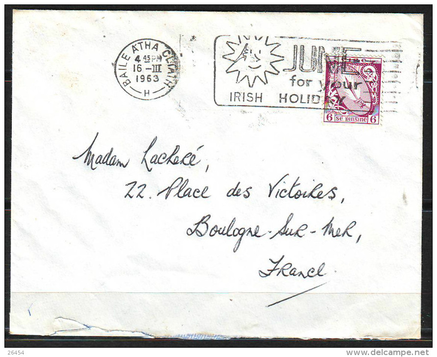 Lettre De BAILE ATHA CLIATH  Le 16 III 1963   Pour BOULOGNE Sur MER - Covers & Documents