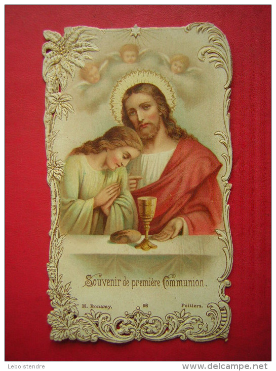 BELLE IMAGE PIEUSE / RELIGIEUSE 1922  GAUFRE  CHROMO  SOUVENIR DE PREMIERE COMMUNION  H BONAMY  98 - Imágenes Religiosas